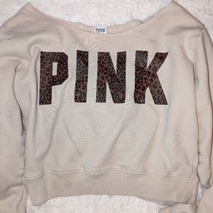 PINK off the shoulder cropped sweatshirt